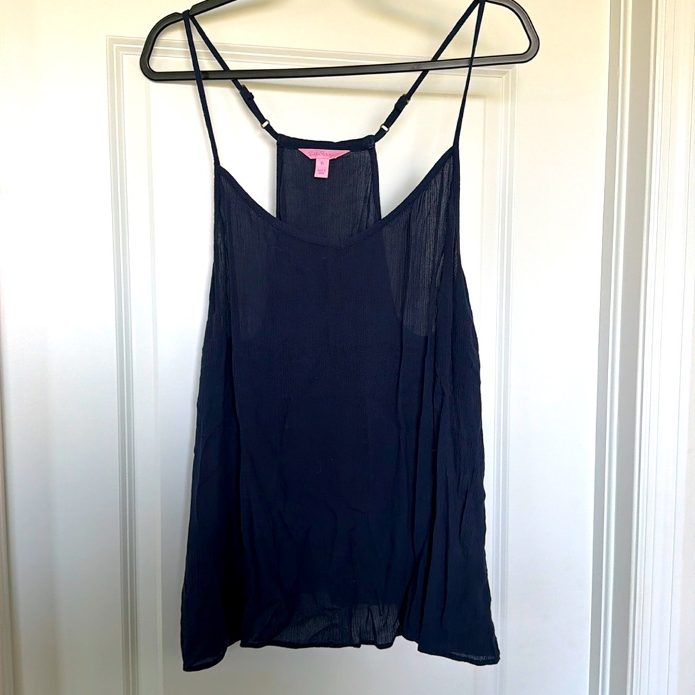 Lilly Pulitzer Navy Gauze Sleeveless Top XL